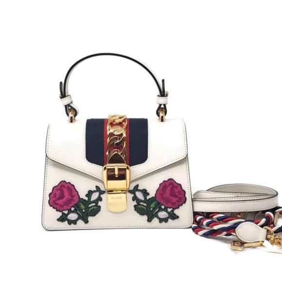100% Auth Gucci Sylvie Mini White CrossbodyBag New - Picture 2 of 8